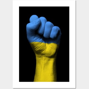 Flag of Ukraine on a Raised Clenched Fist Posters and Art